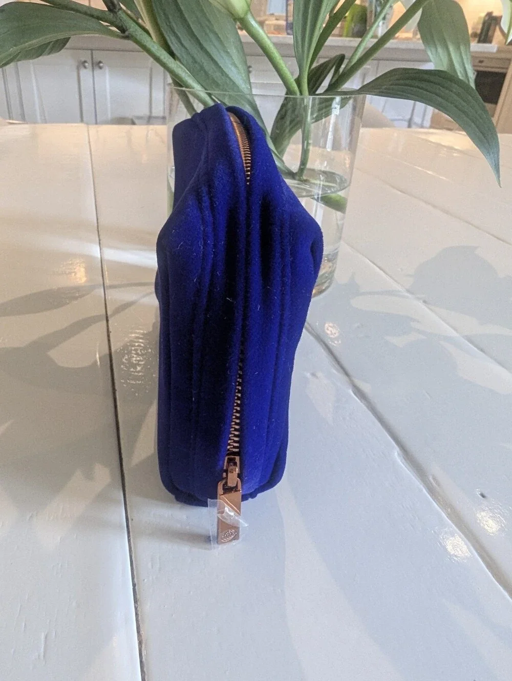 NEW deep Blue Velvet Zippered Pouch / Clutch - Picture 4 of 4
